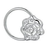 Taufgeschenk: runde Babyrassel & Beißring aus 925 Sterling Silber  mit Vogelmotiv.