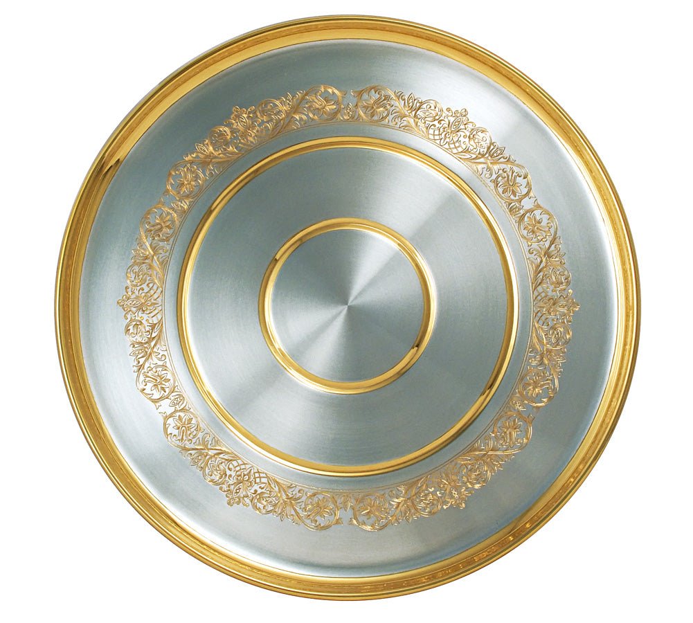 Silver tray 925 silver gold-plated round