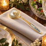 Salatlöffel 925 Silber vergoldet Astra Classic — Lifestyle-Setting an der gedeckten Tafel