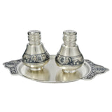 Salz und Pfefferstreuer Set 925 Silber mit Niello Dekor aus der Marchant Kollektion, elegantes Tafelsilber Set