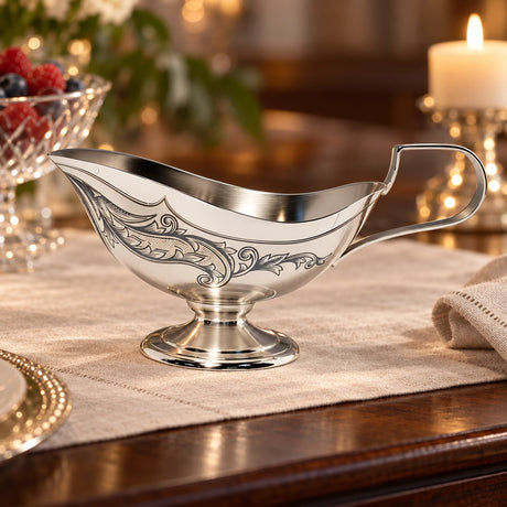 Sauciere 925 Silber Merchant Niello — Lifestyle-Setting am Serviertisch
