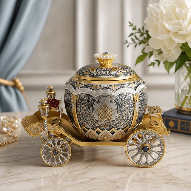Schatulle „Wie im Märchen" 925 Silber — Kutsche, Niello, Steine