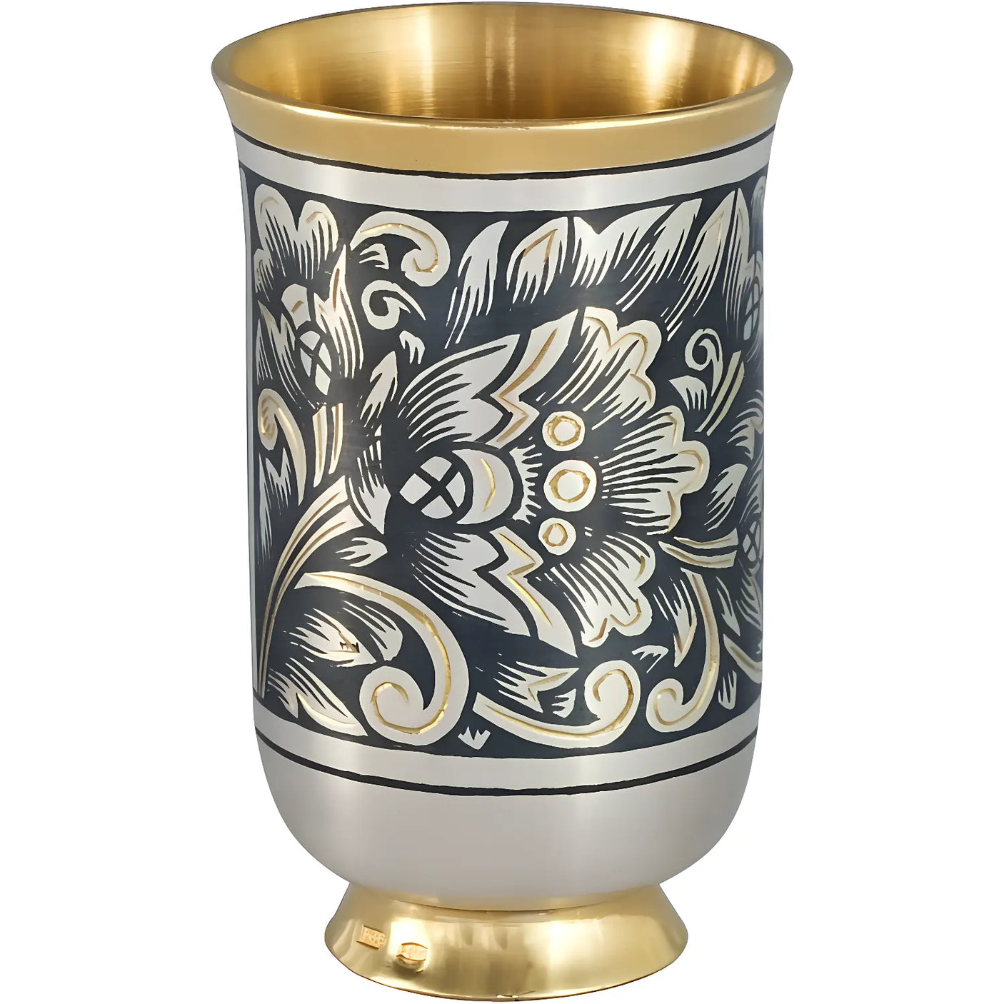 Schnapsbecher Set 925 Silber – Niello & Vergoldung, 2 - teilig Charka