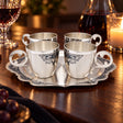 Schnapsbecher Set 925 Silber 5-teilig — Lifestyle-Setting am Weintisch