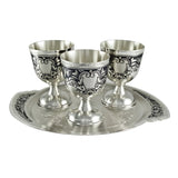 Shot glasses set 925 silver Niello 4-piece