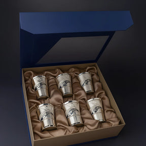 Schnapsgläser - Set 925 Silber Niello – 6 - teilig mit Geschenkbox