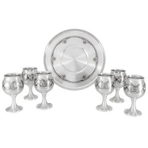 Cognac-Service 925 Silber Niello Classique 7-teilig Schwenker mit Serviertablett
