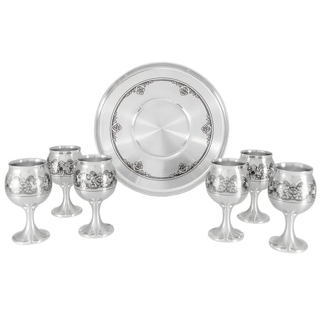 Cognac-Service 925 Silber Niello Classique 7-teilig Schwenker mit Serviertablett