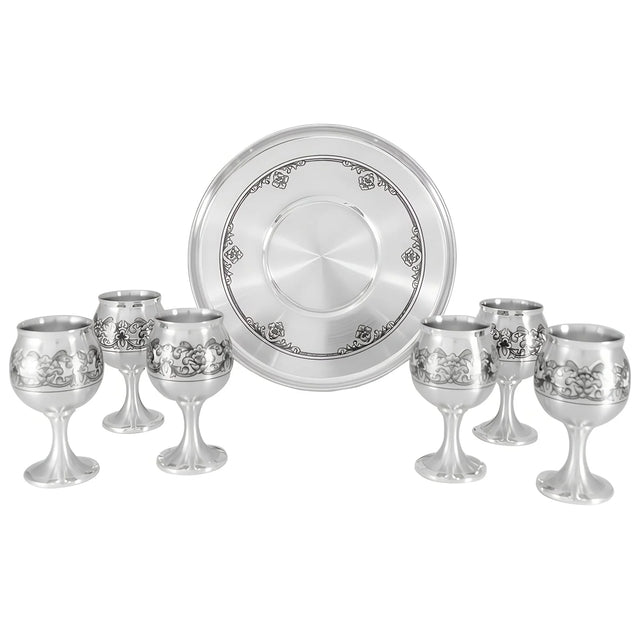 Cognac-Service 925 Silber Niello Classique 7-teilig Schwenker mit Serviertablett