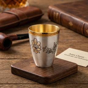 Schnapsservice Set 925 Silber vergoldet Niello | Astra Classic | 4 - teilig