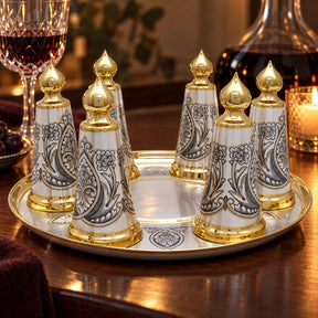 Perevörtischi Zwiebel-Kuppeln 925 Silber — Lifestyle-Setting am Weintisch