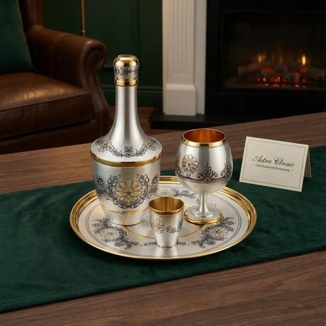 Schnapsservice Set 925 Silber vergoldet Niello | Astra Classic | 4 - teilig
