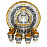 Schnapsservice 925 Silber vergoldet Opulence 8-teilig Karaffe Gläser Tablett