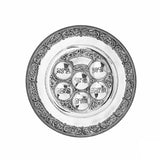 Sederteller 925 Silber Signature 38 cm — sechs beschriftete Mulden, ziselierte Fahne mit Ranken, Zaramella
