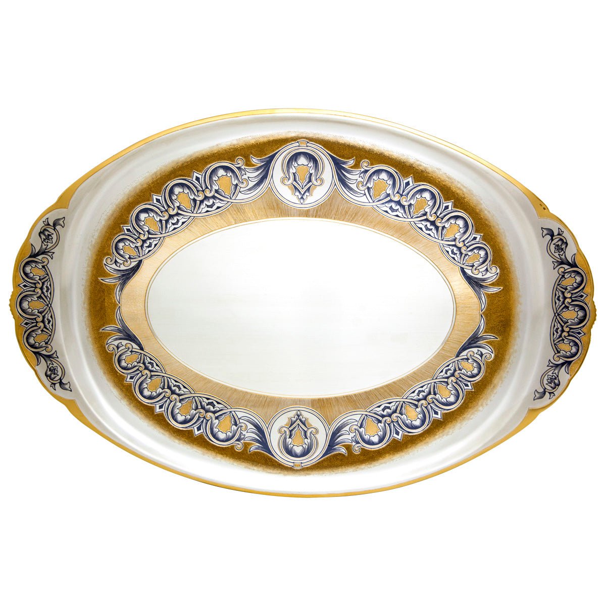 Silver tray 925 silver gold-plated oval