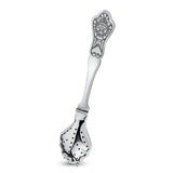 Teesieblöffel 925 Silber mit Relief-Blütenornament am Griff und durchlöchertem Sieblöffel — Nielloa Fantasie, glänzend