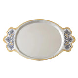 Serviertablett Tradition 925 Silber vergoldet – ovales Tablett mit Niello-Verzierung