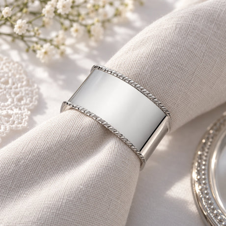 Serviettenring 925 Silber Perlrand San Marco — Lifestyle-Setting, Geschenk zur Taufe