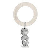 Babyrassel & Beißring aus 925 Silber mit Junge-Anhänger – ideales Geschenk zur Geburt oder Taufe, hochwertig verarbeitet aus Italien.