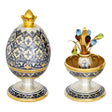 Ei aus 925 Sterling Silber mit Niello-Verzierung & Vergoldung – luxuriöses Sammlerstück mit floralen Mustern.