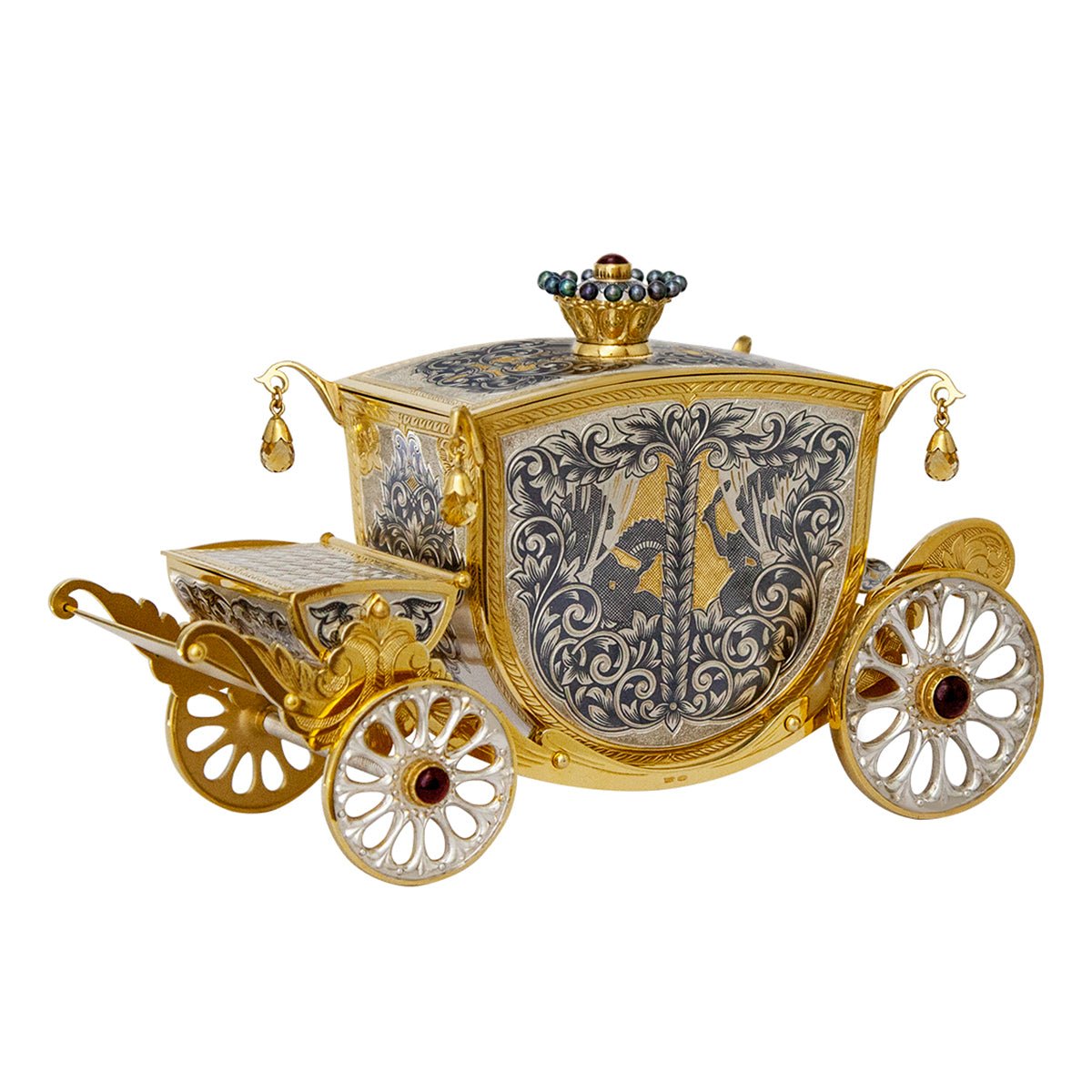 Box 925 silver gold-plated Niello carriage