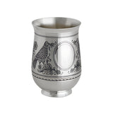 Silberbecher Turteltaube Niello-Motiv — Blütenranken und Vogel als Hochzeitsgeschenk