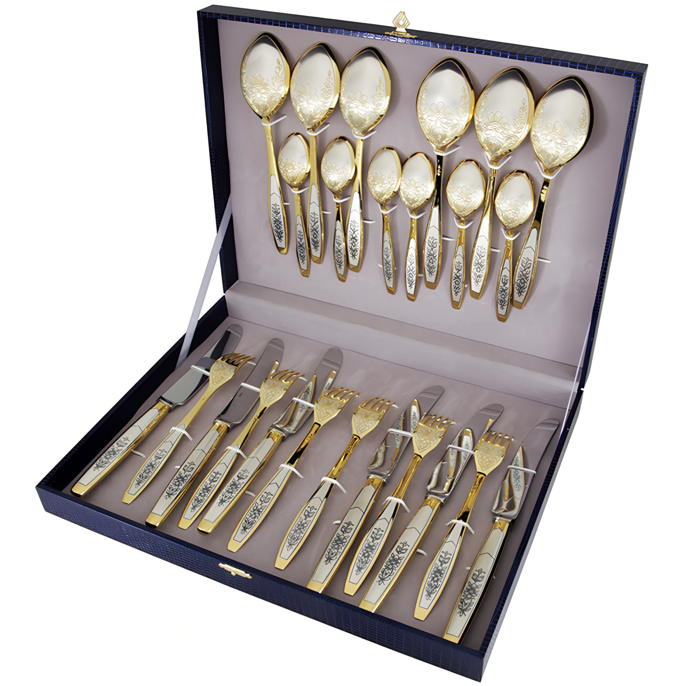 Silver cutlery set 24-piece 925 silver gold-plated Astra Classic