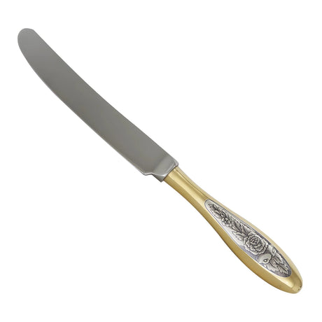 Menümesser aus dem Silberbesteck Set PROVENCE Gold mit vergoldetem Griff und Niello-Muster.