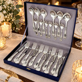 Silberbesteck Set 24-teilig - Relief Design - 925 Sterling Silber in der Geschenkkassette — Lifestyle-Setting