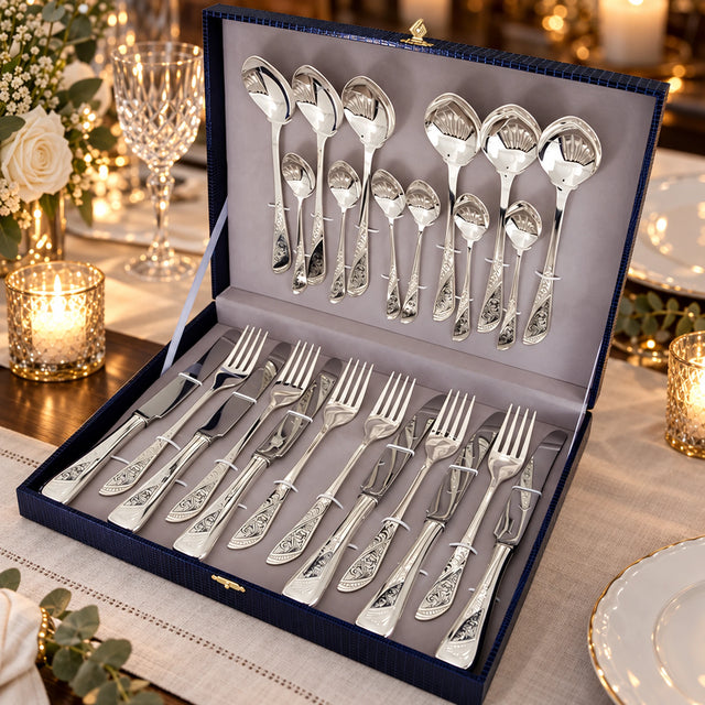 Silberbesteck Set 24-tlg. Snowdrop in der Geschenkkassette — Lifestyle-Setting