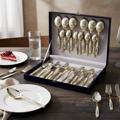 Silberbesteck Set 24 - teilig 925 Sterling Silber vergoldet – Astra Classic