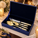 Silberbesteck Set 4-teilig 925 Silber Astra Non-Niello in der Geschenkkassette — Lifestyle-Setting