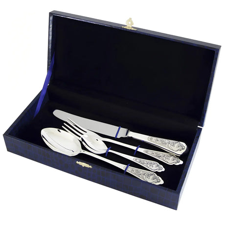 Silberbesteck Set 4 - teilig 925 Sterling Silber – Taube Niello