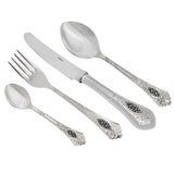 Silberbesteck Set Relief – 4 - teilig, 925 Silber, Niello