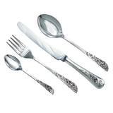 Silberbesteck Set Snowdrop – 4 - teilig, 925 Silber, Niello