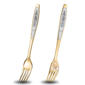 Vergoldete Tafelgabel aus 925 Silber mit Niello-Gravur – Astra Classic Kollektion, florales Design in Handarbeit.