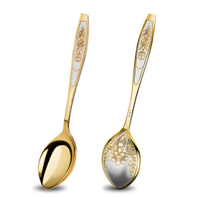 Vergoldeter Tafellöffel aus 925 Sterling Silber mit floraler Handgravur – Astra Non-Niello Kollektion