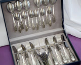 24-teiliges Silberbesteck-Set PROVENCE aus 925 Sterling Silber mit Niello-Gravur im Koffer.