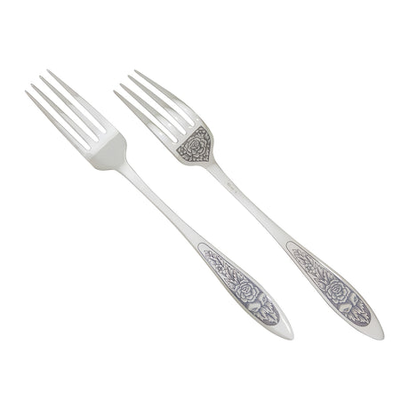 Menügabel aus dem Silberbesteck Set PROVENCE aus 925 Silber mit handgraviertem Niello-Muster.
