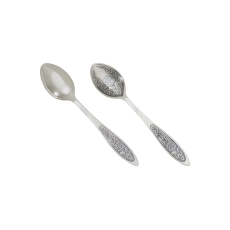 Teelöffel aus dem Silberbesteck Set PROVENCE aus 925 Silber mit Niello-Handgravur.