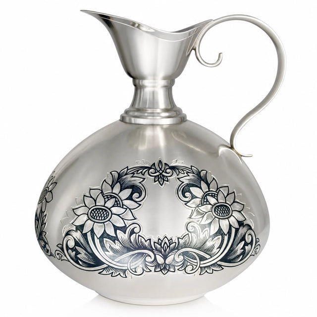 Silberkaraffe 925 Silber Niello Sonnenblume Amphora-Form als Sommergeschenk