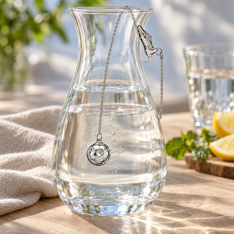 SilberKlar Wasser-Erfrischer an Kette Fußball — Lifestyle-Setting an der Wasserkaraffe