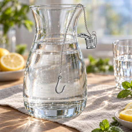 SilberKlar Wasser-Erfrischer an Kette Hecht — Lifestyle-Setting an der Wasserkaraffe