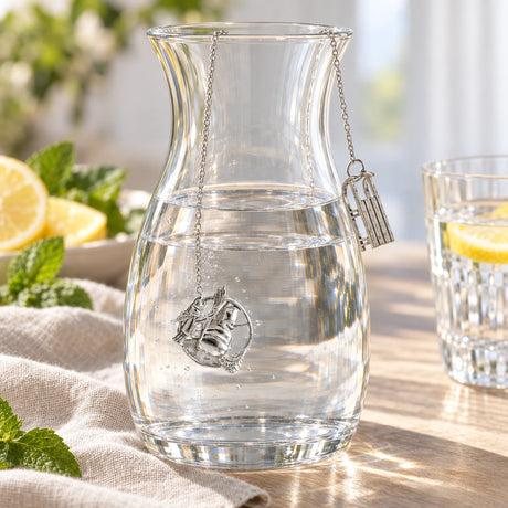 SilberKlar Wasser-Erfrischer an Kette Schneemann — Lifestyle-Setting an der Wasserkaraffe