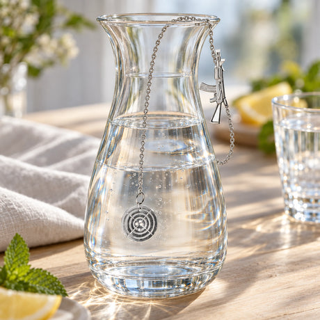 SilberKlar Wasser-Erfrischer an Kette Zielscheibe — Lifestyle-Setting an der Wasserkaraffe