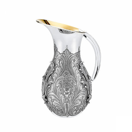 Silberkrug 925 Silber Signature Salome — ziselierter Akanthusbauch, glatte Schulter, vergoldete Innenseite, Zaramella