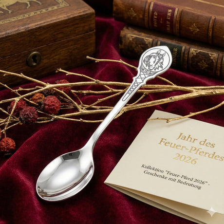 Silberlöffel "Zarengold" - Majestätisches Pferd in russischer Niello - Kunst