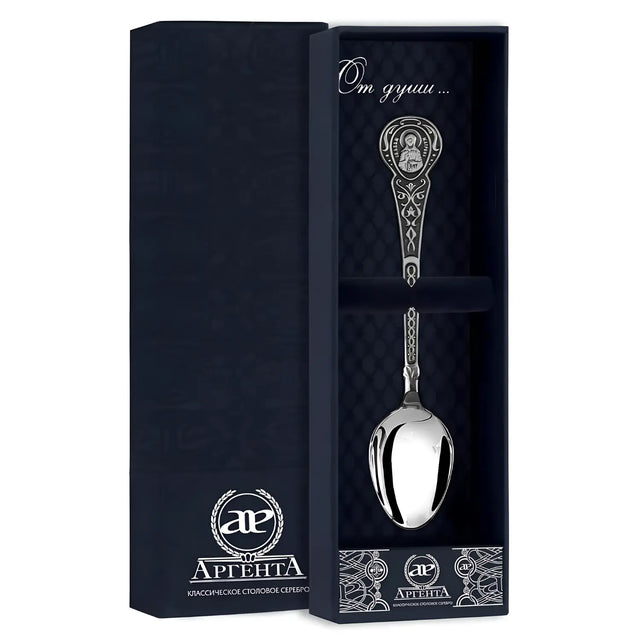 Tauflöffel 925 Silber „Heilige Matrona von Moskau“ – geschwärzt & gravierbar