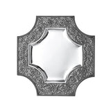 Silberplatte 925 Silber 43x43 cm Kreuzform Signature — Traubenranken auf der Fahne, achteckiger Spiegel, Zaramella