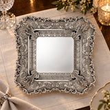 Silberplatte 925 Silber Signature quadratisch 24 × 24 cm — Lifestyle-Setting an der gedeckten Tafel
